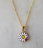 Daisy and Ladybird Enamelled Pendant with gold plated Chain