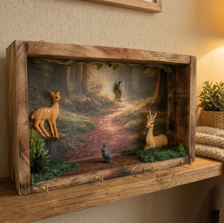 Rustic Woodland Shadow Box Key Holder with Deer... - Folksy
