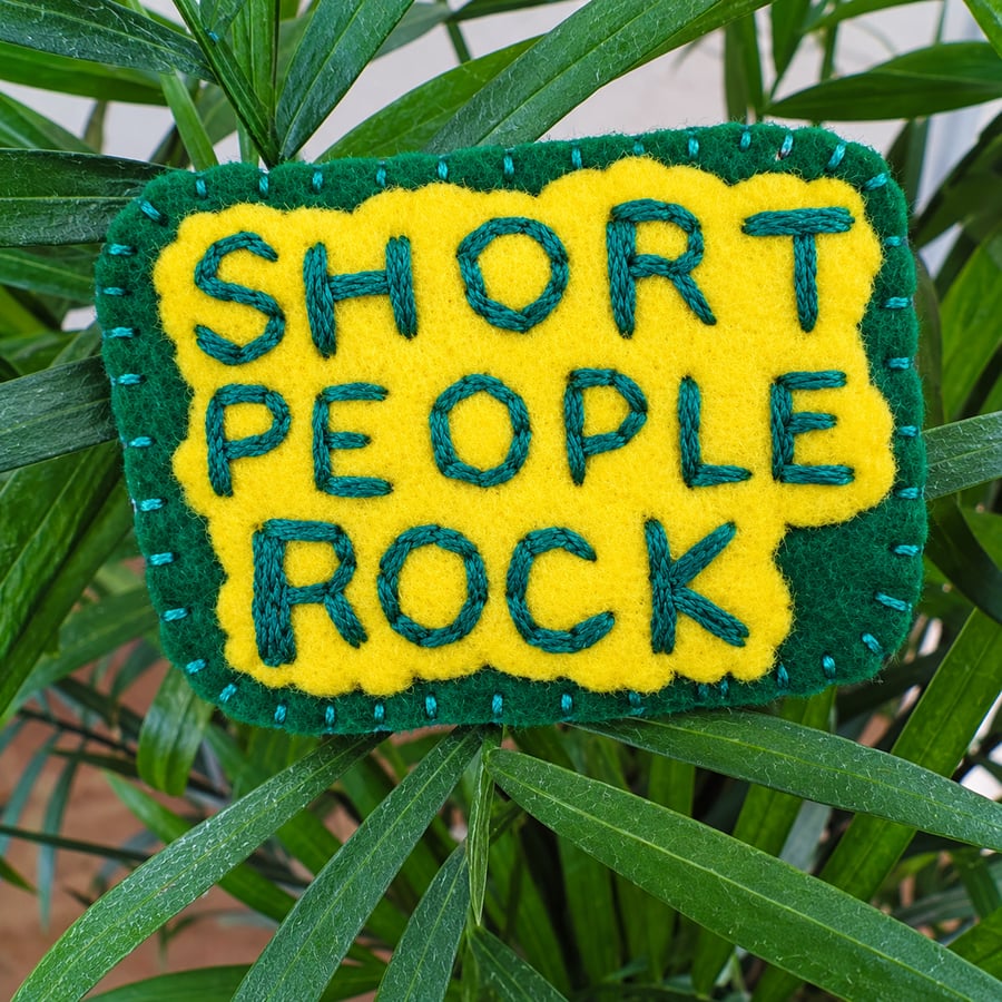 Short People Rock Felt Badge