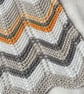 White, grey, and mustard striped baby blanket in 100% cotton  - Image 4