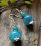 14mm Rondelle Agate & Quartzite Earrings Silver Plated - Image 3
