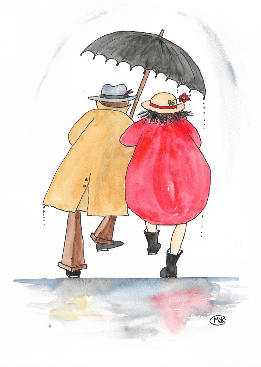 Rain or Shine. Valentine. Print or Original Painting