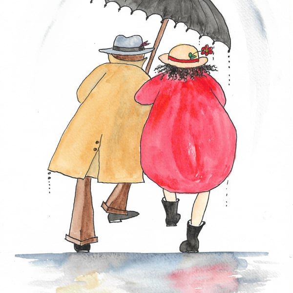 Rain or Shine. Valentine. Print or Original Painting