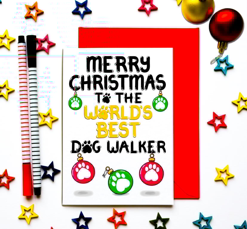 Christmas Card to the World's Best Dog Walker, From the Dog, Pet (and Family)