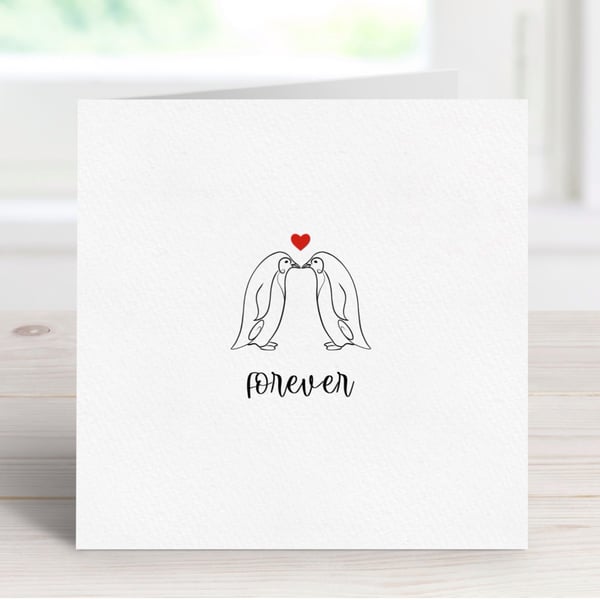 Forever Penguin Anniversary Card, Penguin Lover Gifts.