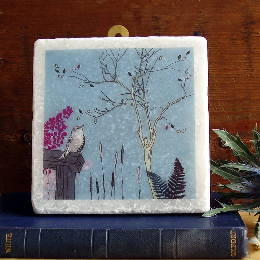 Wood Warbler Marble Wall Art