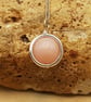 Minimalist pink Opal circle pendant. Sterling silver. October birthstone - Image 2