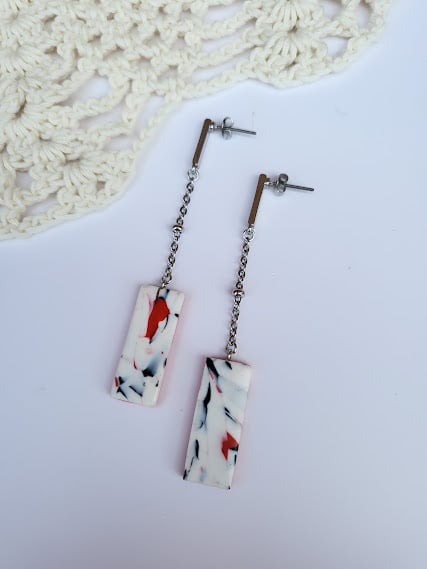 Handmade Marble effect polymer clay Earrings - Urban Chic Dangles