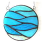 Making Waves Aqua Stained Glass Suncatcher Handmade Ring Sea - Image 4