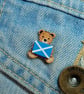 Scotland Flag Bear Pin, Handmade Tiny Wooden Teddy Badge, Small Scottish Gift - Image 3