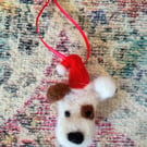 Needle-felted dog Christmas decoration