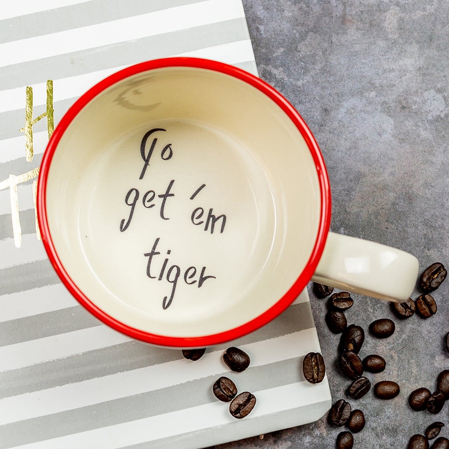 Go get 'em Tiger! Hidden message cup