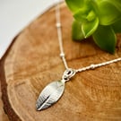 Sterling Silver Single Leaf Print Pendant Necklace