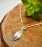 Sterling Silver Single Leaf Print Pendant Necklace