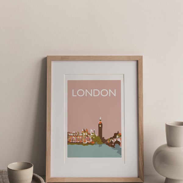 Big Ben London Palace of Westminster Boho Colours Giclee Travel Print
