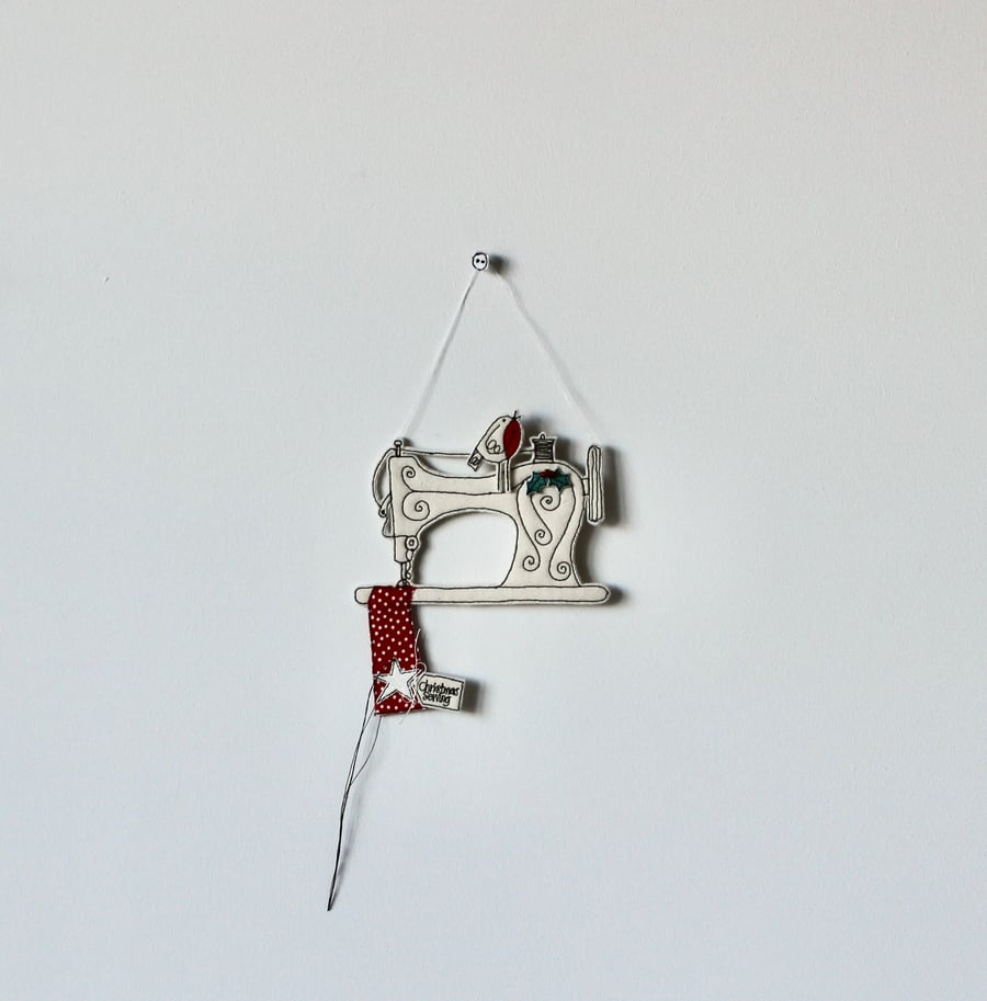 'Christmas Sewing' Sewing Machine' - Hanging Decoration