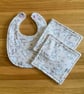 Newborn Baby Boxed Gift Set-Bib & Matching Baby Wipes Bib-Teddy Design-BGS19