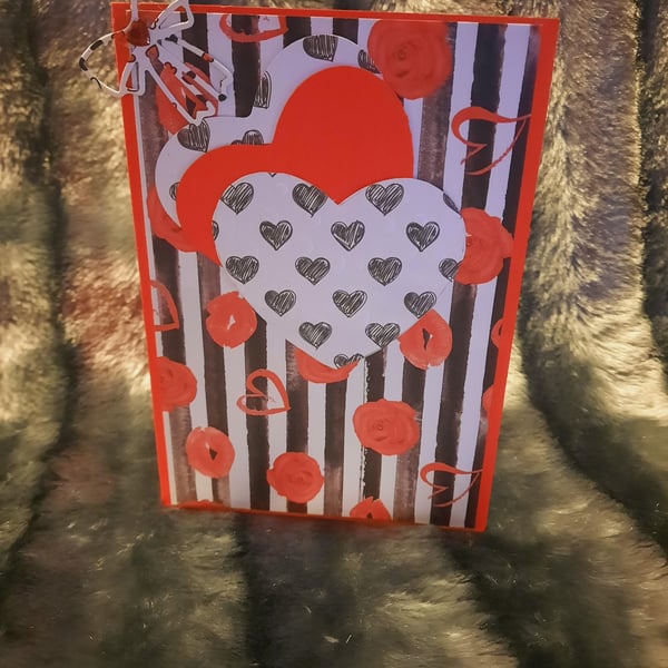Black, White and Red Valentine's Day Card