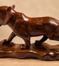 Hand Carved Wooden Animal Tiger Sculpture - Vintage Safari Home Decor