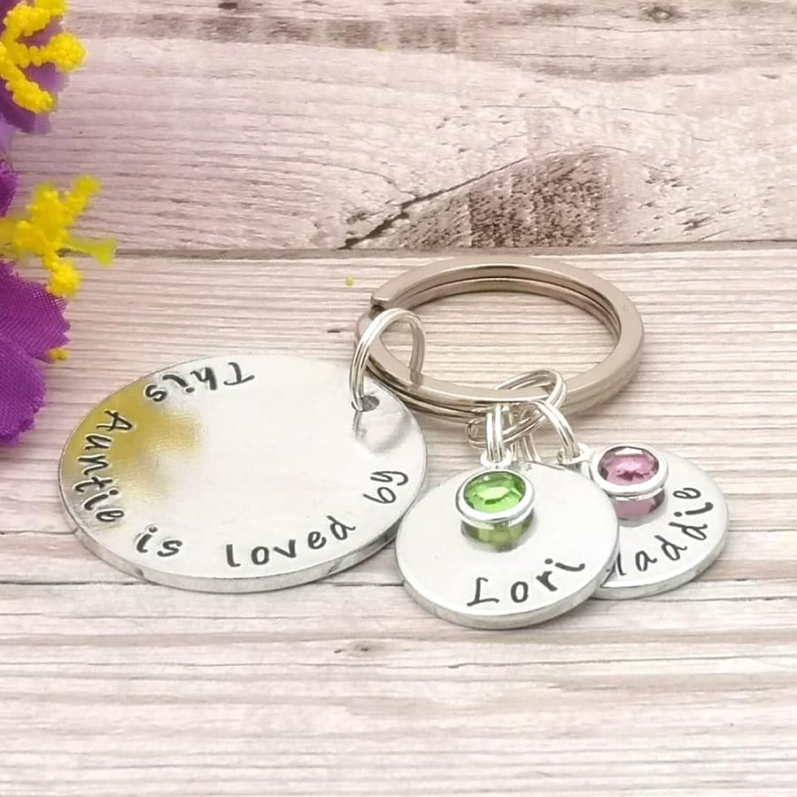 This Aunt Belongs To Keyring With Birthstone Crystals - Aunty Is Loved By