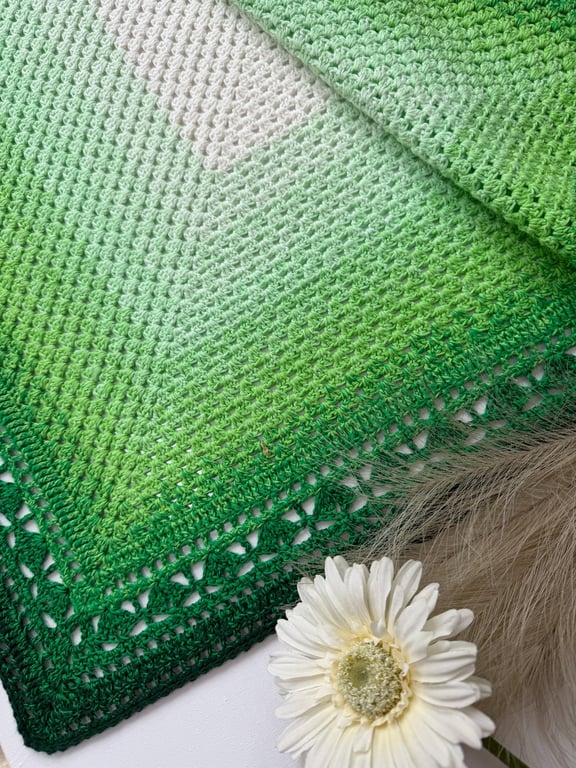 Soft Pure Cotton Square Scarf – Elegant Lacey Square Scarf – Shades of Green