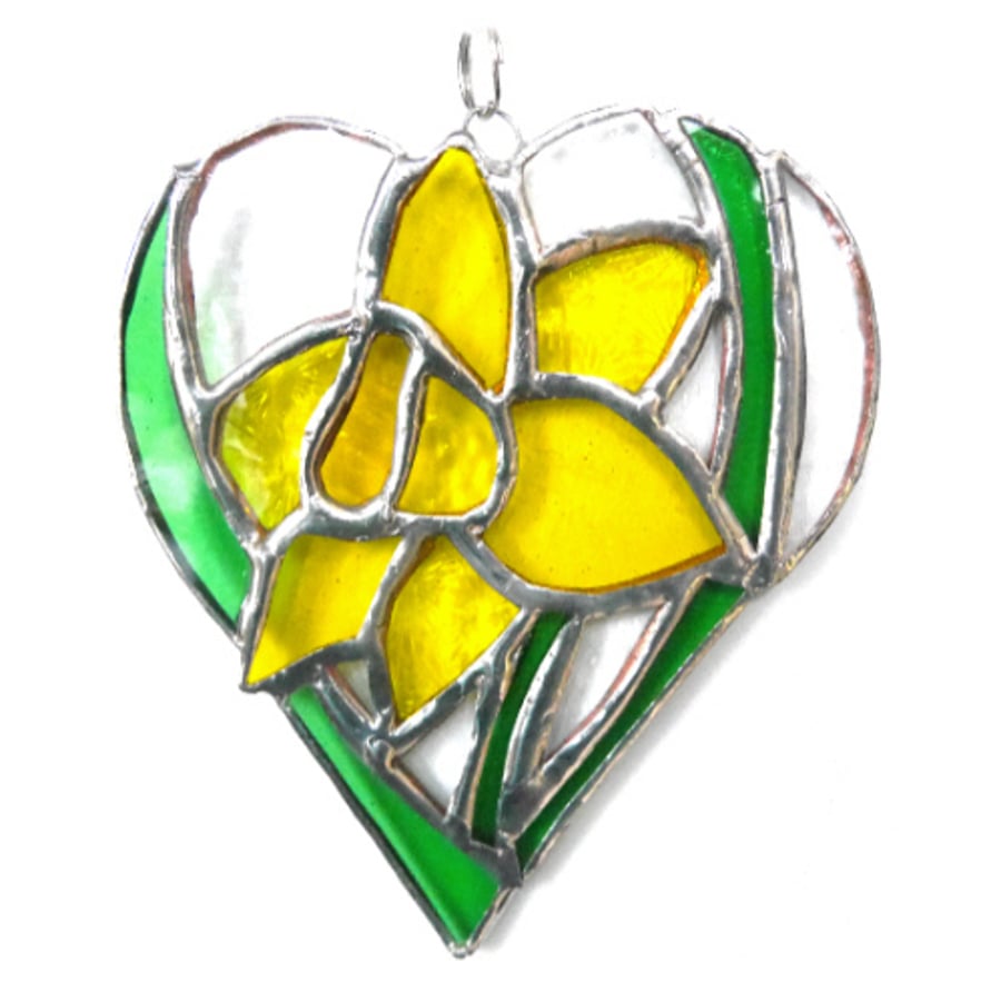  Daffodil Heart Suncatcher Stained Glass 023