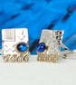 Handmade sterling silver cufflinks with blue Spinel gemstones. Stone choice. M. - Image 4