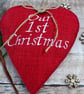 Lavender Filled Red Fabric Personalised Christmas Heart Decoration - Image 2