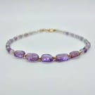 Amethyst & Fluorite Gemstone Bracelet, February Birthday, Anniversary, Valentine