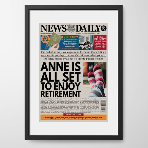Personalised Retirement Gift Newspaper