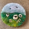 Sheep in the meadow Needle felted brooch