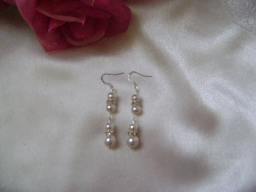 Bride - Bridesmaid - Prom Dangling Pearl Earrings