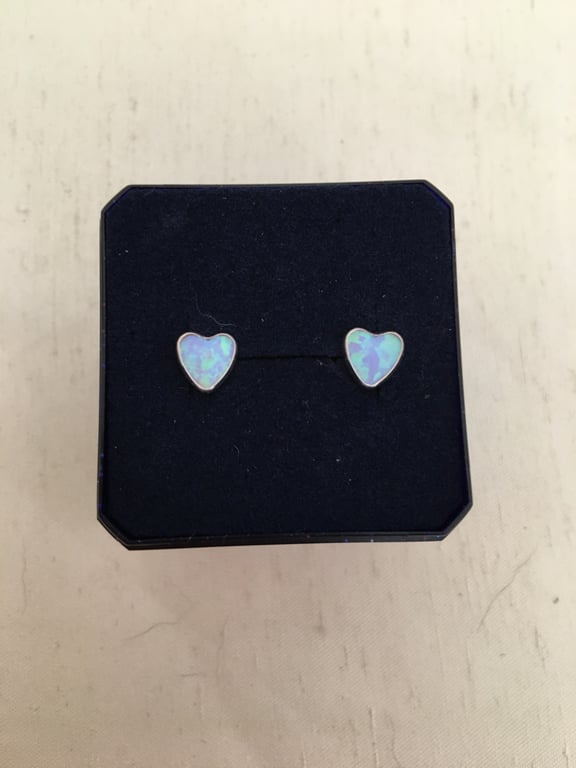 Dainty Heart Faux Opal Ear Studs