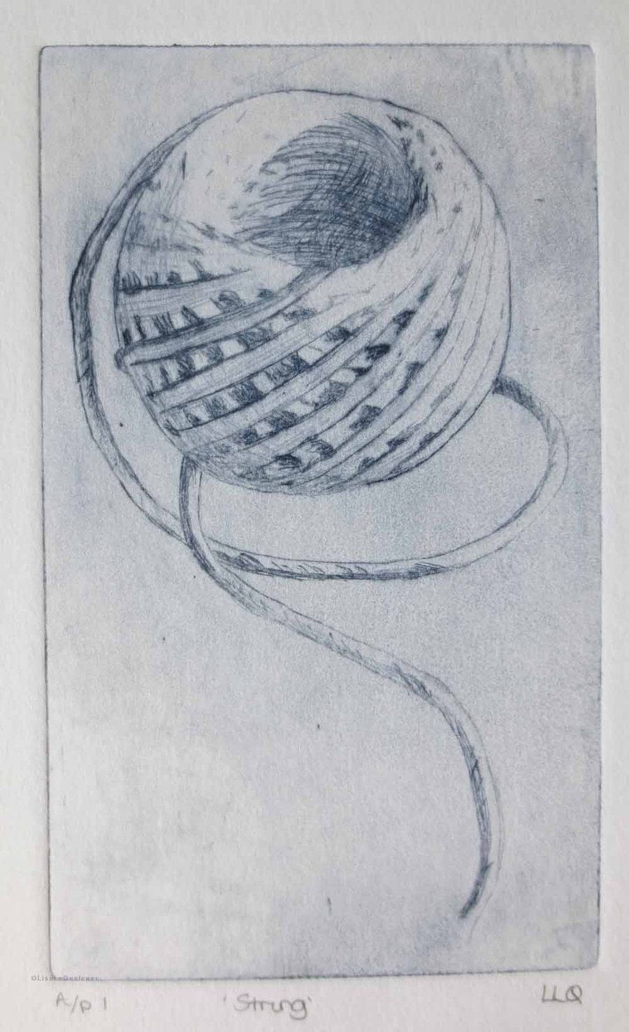 Original drypoint of a ball of string
