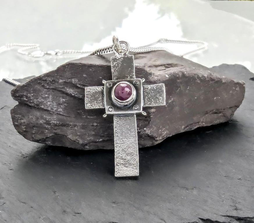 Sterling Silver Ruby Cross