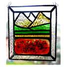 Poppy Mountain Picture Suncatcher Stained Glass Fusion 002