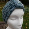 SPECIAL! Hand knitted Turban Style Headband- Powder Blue-Medium
