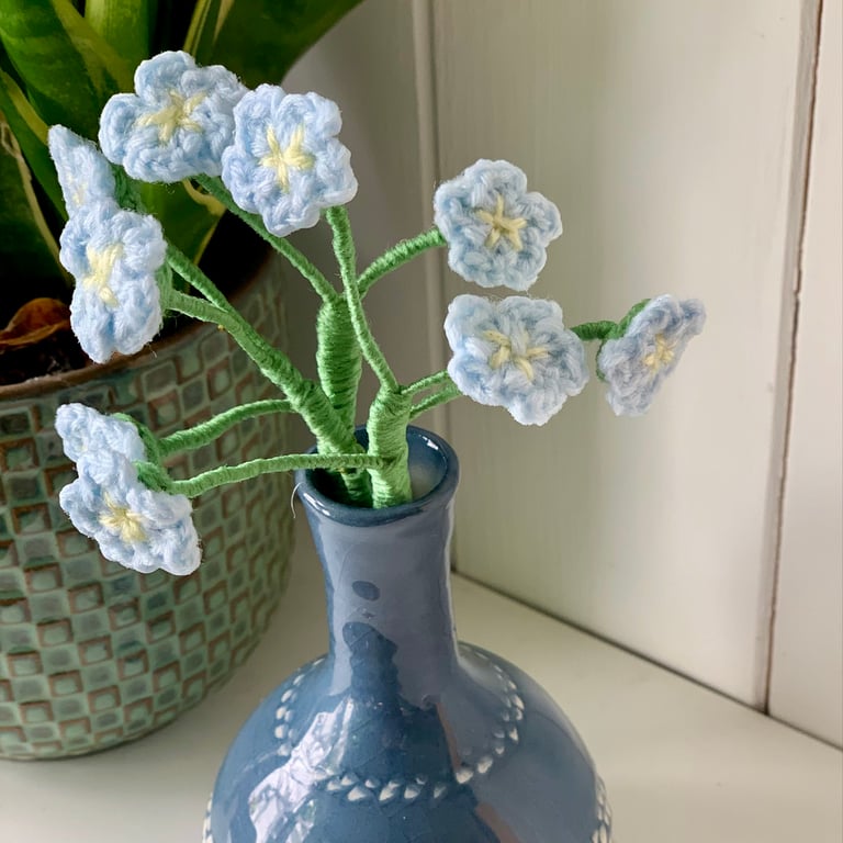 Forget-Me-Not bouquet, crochet everlasting spring flowers