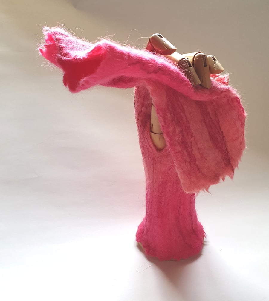 Wool and viscose fingerless mitts - 2 tone pink - big discount