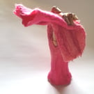 Wool and viscose fingerless mitts - 2 tone pink - big discount