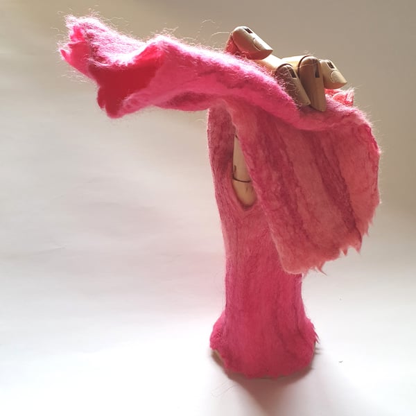 Wool and viscose fingerless mitts - 2 tone pink - big discount