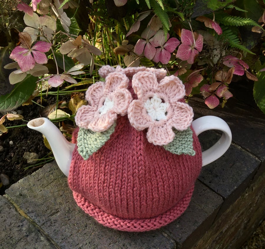 Pink Flower Tea Cosy, Old Rose Teapot Cozy