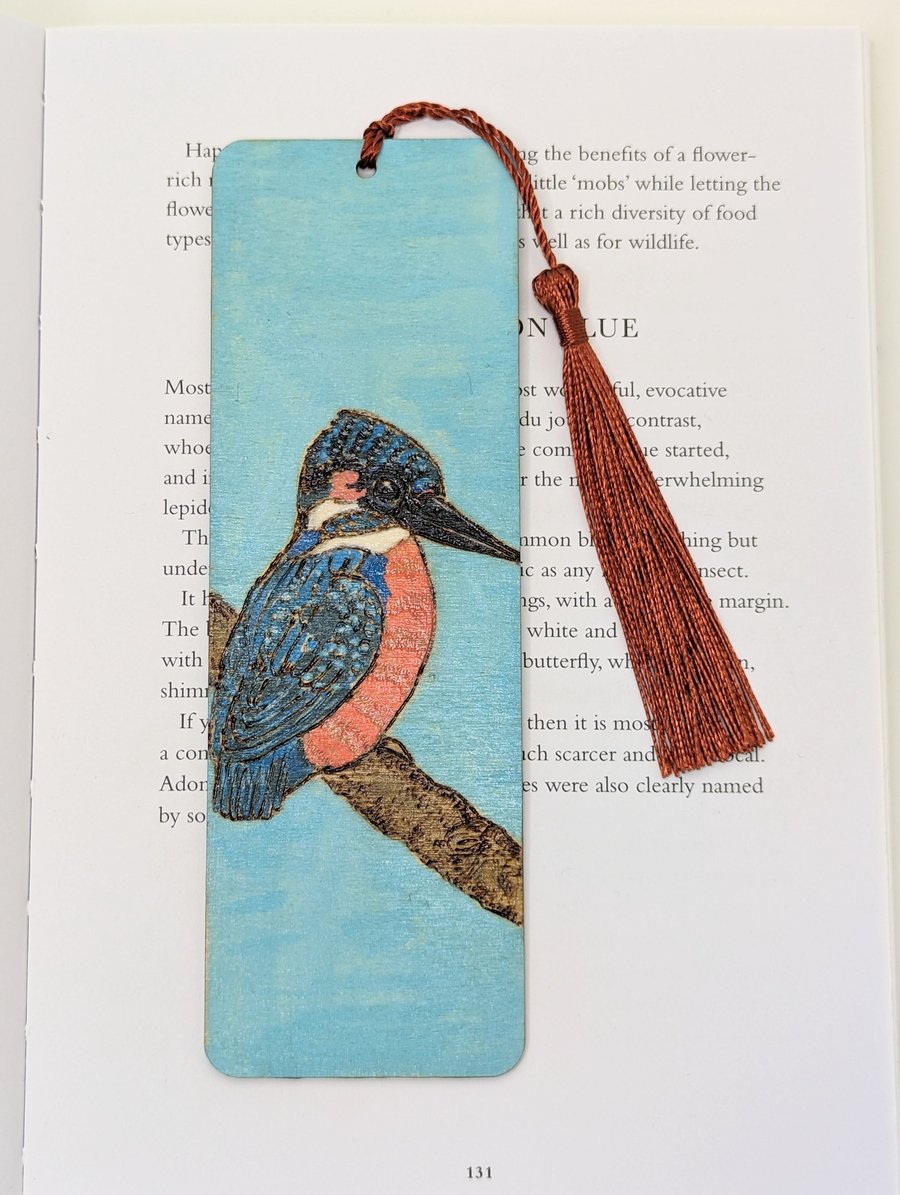 Kingfisher wooden bookmark, unisex, gift for a bird lover