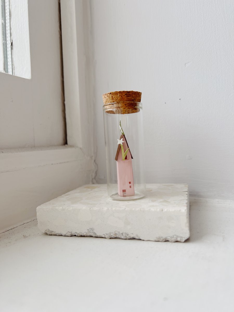 Handmade Paper House - Tiny Pink Tower House