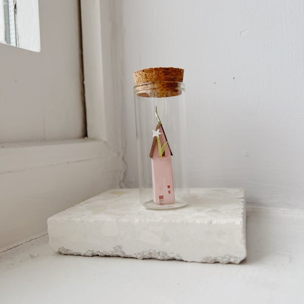 Handmade Paper House - Tiny Pink Tower House