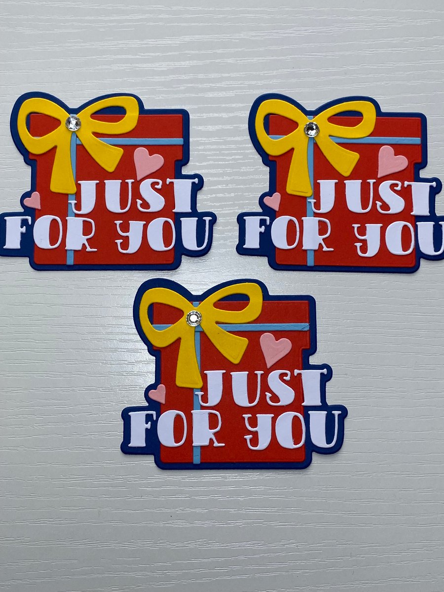 Just For You Sentiments Card or Cupcake Toppers Layered Embellishments 5pcs