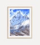 Watercolor Snowy Landscape Poster, Winter Mountain Painting, Wilderness Artwork