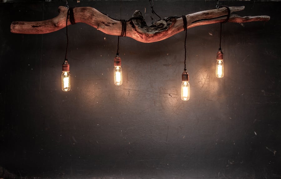 Driftwood Chandelier,Vinatge filament bulbs,Vintage Bulb pendant chandelier 