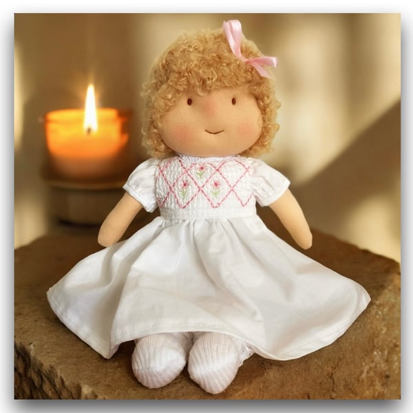 Reserved for Emily - Tilly Tucker- a handcrafted Mulberry Green doll