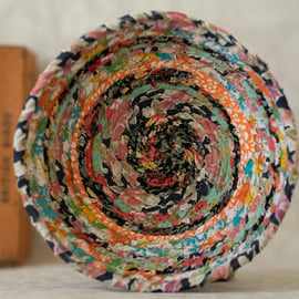 Multicoloured Coiled fabric bowl 